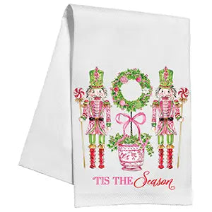 Tis the Season Pink Peppermint Nutcracker Tea Towel