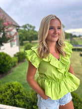 Load image into Gallery viewer, Surplice Elasticated Waist Ruffle Frill Top
