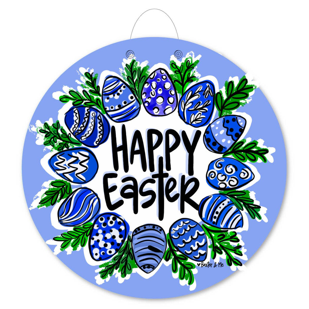 PICKUP ONLY-Blue and White Easter Wreath Door Hanger