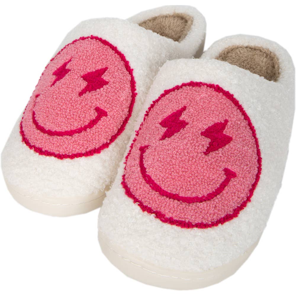 Hot Pink and White Lightning Slippers