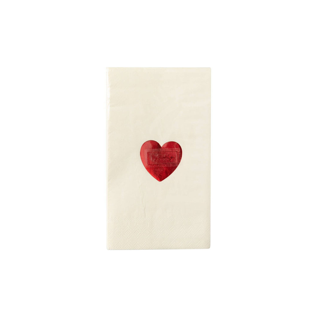 Red Foil Heart Guest Napkin